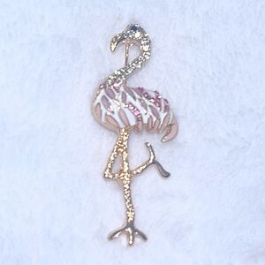 Flamingo Brooch Sparkly with Pink and Gold Accents